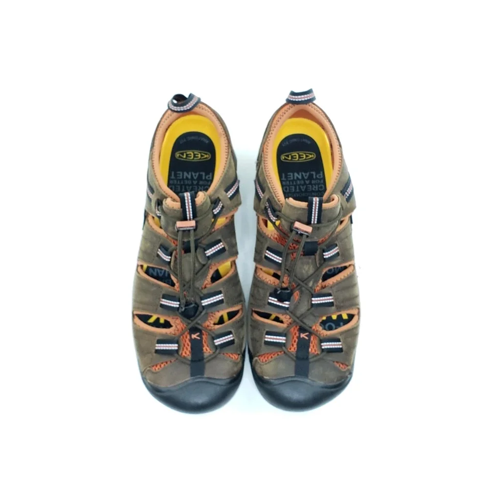 KEEN Arroyo II Mens Hiking Sandals Brown Black Orange Leather Size 11.5